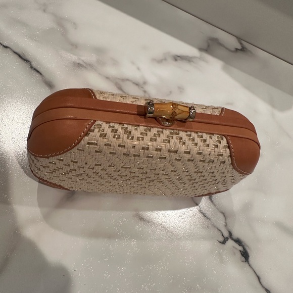 JMcLaughlin Woven Straw and Tan Leather Clutch - Picture 2 of 8
